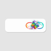 Stralende oneindigheid met regenboogvlinder naamplaatje (Voorkant)