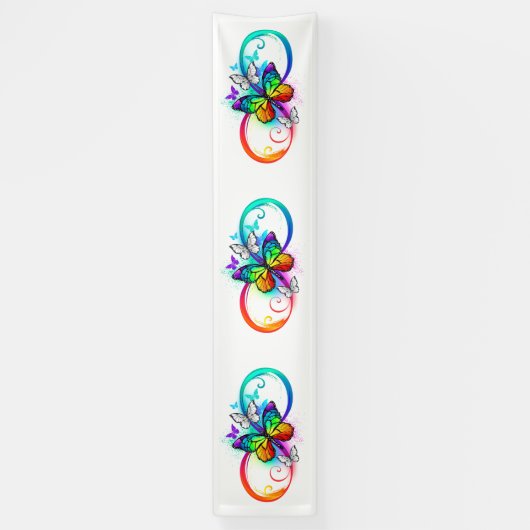 Stralende oneindigheid met regenboogvlinder spandoek (Verticaal)