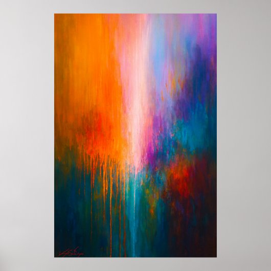 Stralende Opkomst - Abstracte Druppels Poster (Voorkant)