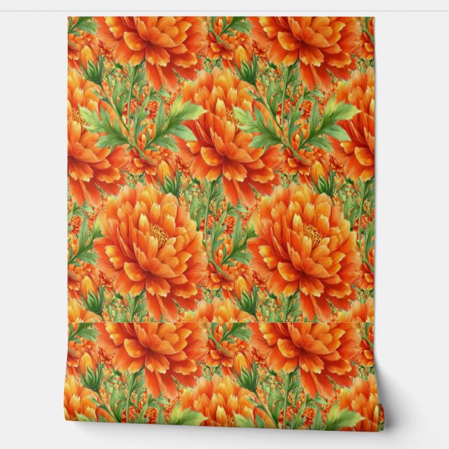 Stralende oranje bloesems behang (Afrollen)