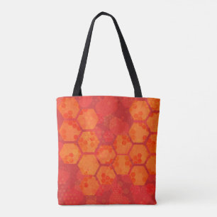 Stralende Oranje honingraat Tote Bag