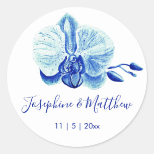 Stralende Orchidee Bloem Bruiloft Ronde Sticker