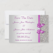 Stralende Orchidee Boog & Diamanten Zilver Save Th Save The Date (Achterkant)