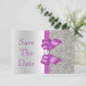 Stralende Orchidee Lint & Diamanten Zilver Save Th The Date (Staand voorkant)