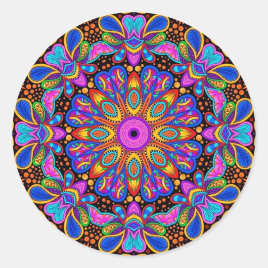 Stralende Pareltjes Kaleidoscoop Mandala Stickers (Voorkant)