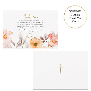 Stralende Pastel Lente Bloemen Orthodoxe Doop Bedankkaart