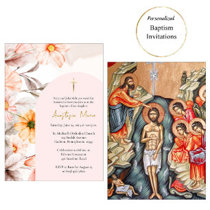 Stralende Pastel Lente Bloemen Orthodoxe Doop Kaart