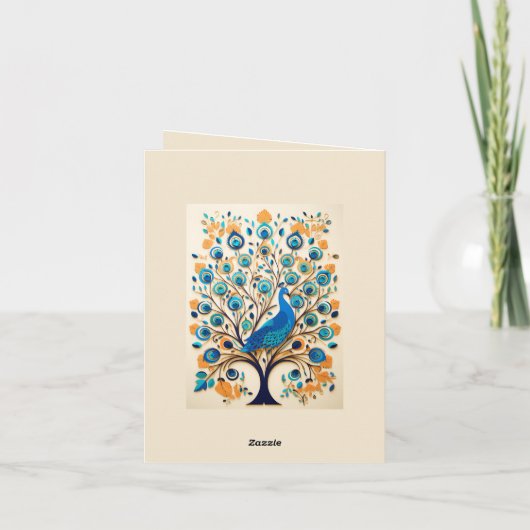 🦚 stralende pauw diwali zegeningen feestdagen kaart (Achterkant)