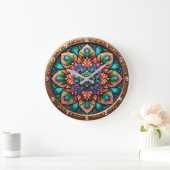 Stralende Pauwveer Mandala Grote Klok (Huis)