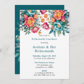 Stralende pioen boeket bruidsmeisjes lunch kaart (Voorkant / Achterkant)