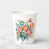 Stralende pioen boeket bruiloft papieren bekers (Achterkant)