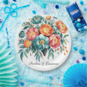 Stralende pioen boeket bruiloft papieren bordje (Feest)