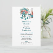 Stralende pioen boeket brunch en bubbels kaart (Staand voorkant)