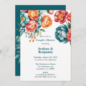 Stralende pioen boeket koppels douche kaart (Voorkant / Achterkant)