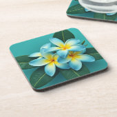 Stralende plumeria bloeit bier onderzetter (Linkerzijde)