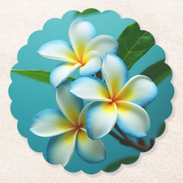 Stralende plumeria bloeit kartonnen onderzetters