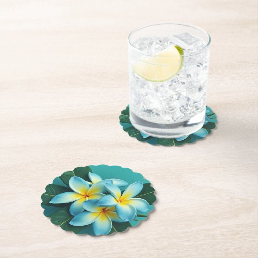 Stralende plumeria bloeit kartonnen onderzetters (Insitu)