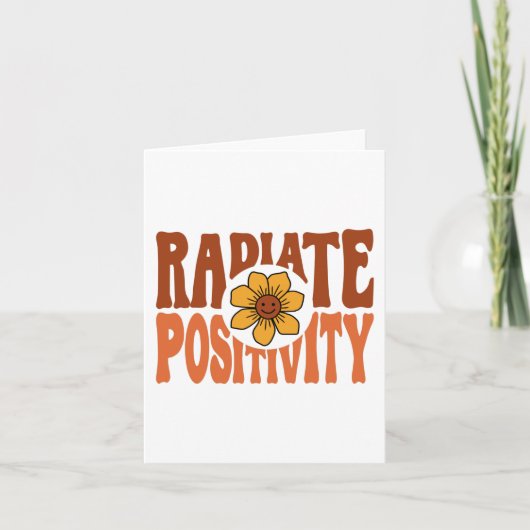 Stralende Positiviteit Retro Bloem Smiley Kaart (Voorkant)