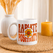 Stralende Positiviteit Retro Bloem Smiley Koffiemok