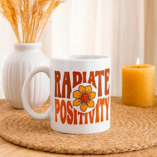 Stralende Positiviteit Retro Bloem Smiley Koffiemok
