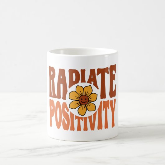 Stralende Positiviteit Retro Bloem Smiley Koffiemok (Center)