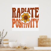 Stralende Positiviteit Retro Bloem Smiley Poster (Keuken)