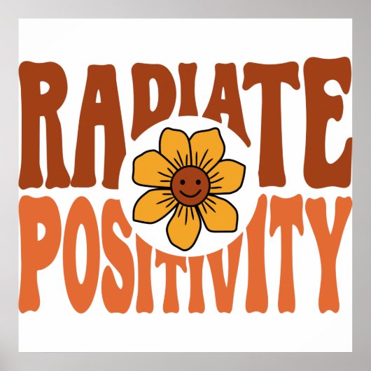 Stralende Positiviteit Retro Bloem Smiley Poster (Voorkant)