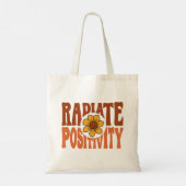 Stralende Positiviteit Retro Bloem Smiley Tote Bag (Achterkant)