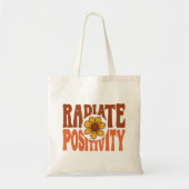 Stralende Positiviteit Retro Bloem Smiley Tote Bag (Voorkant)