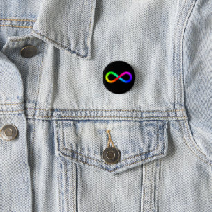 Stralende Regenboog Autisme Bewustzijn Oneindighei Ronde Button 3,2 Cm