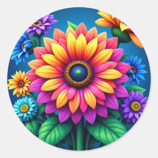 Stralende Regenboog Bloem Boeket Stickers