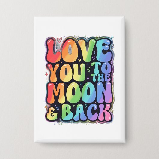Stralende Regenboog Liefdeslettering Button (Voorkant)