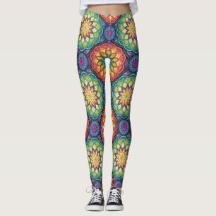 Stralende Regenboog Mandala Mozaïek – Gebrandschil Leggings