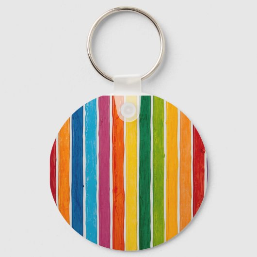 Stralende Regenboog Strepen Sleutelhanger (Voorkant)
