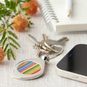 Stralende Regenboog Strepen Sleutelhanger (Zijkant)