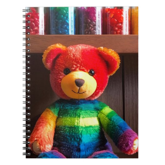 Stralende Regenboog Teddybeer Notitieboek (Voorkant)