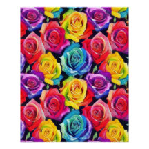 Stralende regenboogrozen, helder bloemenprint