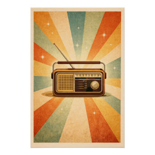 Stralende Retro Radio Zonneschijn Vintage Muziek P Perfect Poster