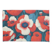 Stralende Rode Bloemen & Poppies Kussensloop (Voorkant-Links)