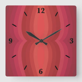 Stralende rode carnaval funhouse vervormde spiegel vierkante klok