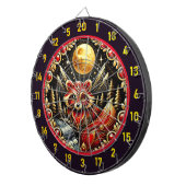 Stralende rode en witte wasbeer onder gouden gloed dartbord (Voorkant Rechts)