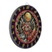 Stralende rode en witte wasbeer onder gouden gloed dartbord (Voorkant Links)