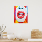 Stralende rode lippen: een feest van kleur en char poster (Keuken)
