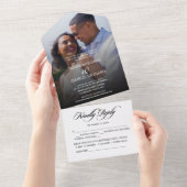 Stralende Romance foto bruiloft All In One Uitnodiging (Afscheurbaar)