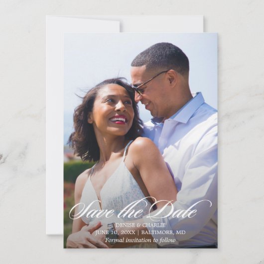 Stralende Romance Foto Bruiloft Save the Date Kaart (Voorkant)