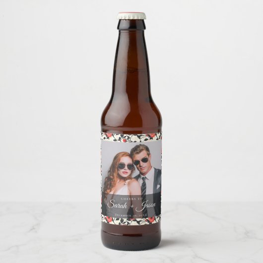 Stralende Roos Bloem Trouw Bierlabel Bier Etiket (Voorkant)