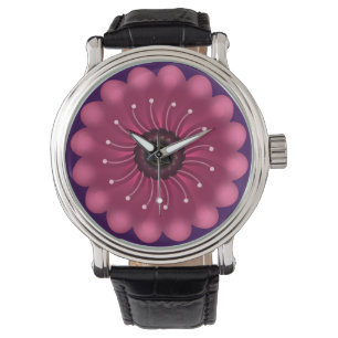 Stralende Roze Fantasie Bloem   Abstracte Neon Blo Horloge