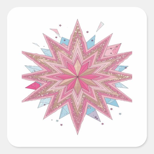 Stralende Roze PINK STAR Sticker Ontwerp (Voorkant)