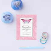 Stralende Roze Vlinder Quinceañera Flyer (Enkel)