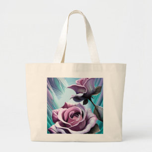 Stralende Rozen: Perfect Roze en Paarse Bloemblaad Grote Tote Bag